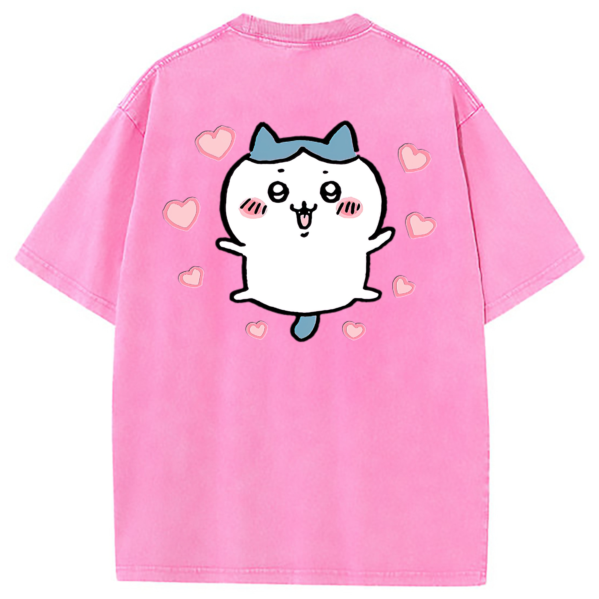（画像用） ちいかわ ハチワレ Chii-kawa hachiware 綿100% ヴィンテージ風 半袖Tシャツ（背面プリント）